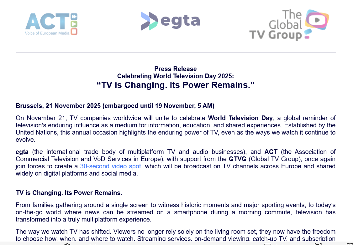 Celebrating World Television Day 2025: “TV is Changing - Its Power Remains”